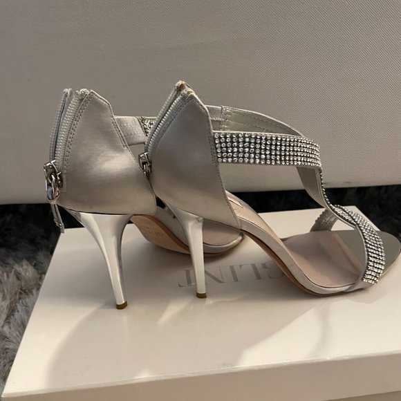 Silver Tstrap Rhinestone Heels - Picture 4 of 6
